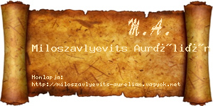 Miloszavlyevits Aurélián névjegykártya